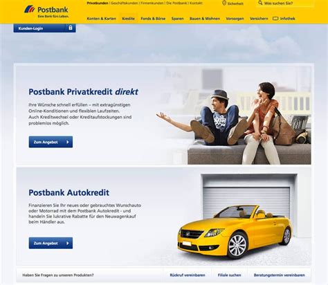Bei der postbank kannst du nur einen kredit aufnehmen, wenn die summe bei 3500 euro beginnt. Banken vorgestellt: Postbank und ihre Kreditangebote