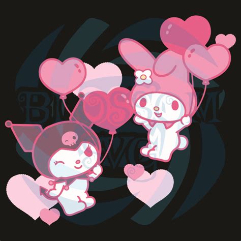 My Melody And Kuromi Valentine Day Hearts Svg Valentine Svg Melody