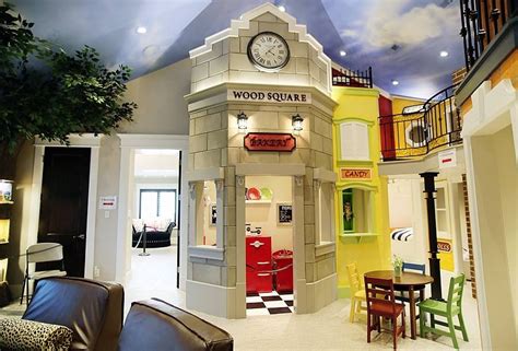 Basement Playroom Designed As Mini Town Play Houses Playroom Design
