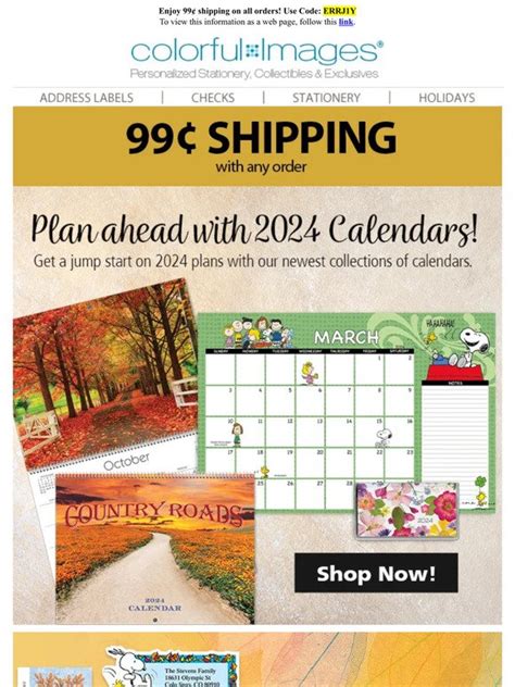 Colorfulimages 99¢ Shipping On 2024 Calendars And Everything Else