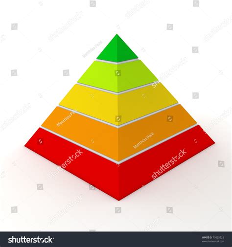 Layered Pyramid Chart Five Levels Red Stock Illustration 71665522