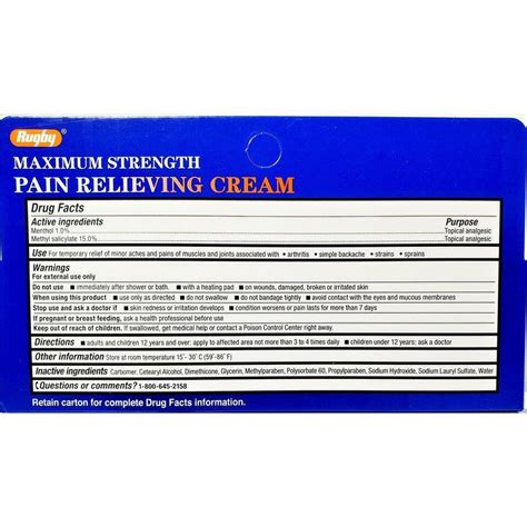 Rugby Maximum Strength Pain Relieving Cream 3oz Compare Theragesic