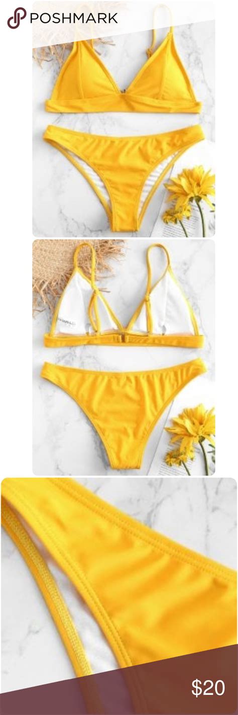 Zaful Padding Bikini Set Rubber Ducky Yellow Bikinis Multicolor
