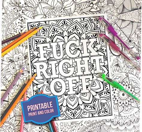 Coloring Page Fuck Right Off Sassy Coloring Page Print Etsy España