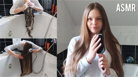 Asmr Washing My Long Hair Forward And Long Hair Brushing Youtube