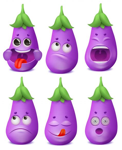 Premium Vector Eggplant Emoji Cartoon Character Set Various Emotions 123080 The Best Porn Website