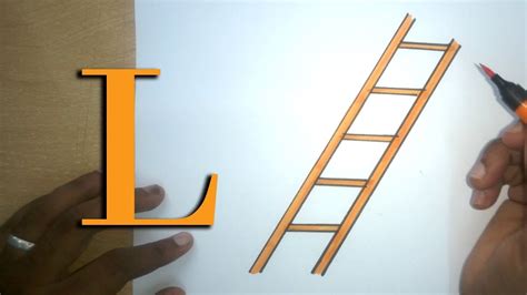 L For Ladder How To Draw A Ladder Easy Step By Step Drawing For Kids