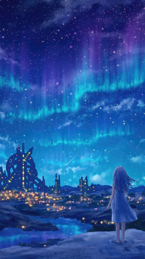 Aurora Northern Lights Anime Girl Anime Artist Artwork Digital