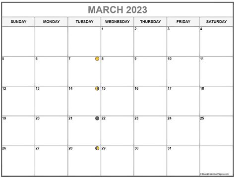 March 2023 Lunar Calendar Moon Phase Calendar