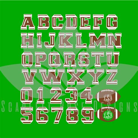 Football Font Letters Numbers Monogram Svg Cut File Football