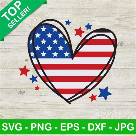 American Flag Heart Svg 4th Of July Heart Svg Patriotic Day Svg In