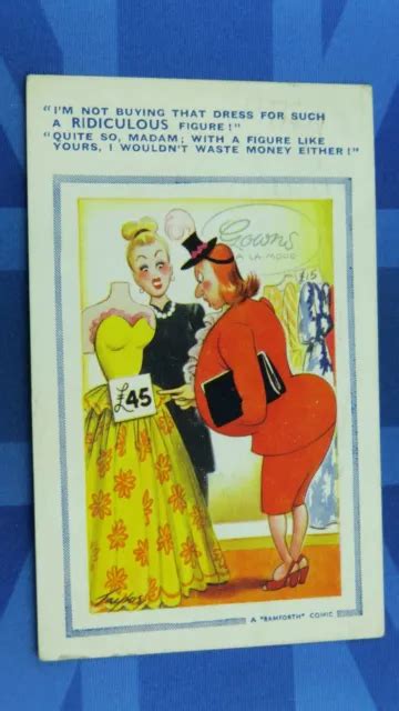 Saucy Bamforth Comic Postcard 1948 Big Boobs Bum Fashion Ridiculous Figure Eur 650 Picclick Fr