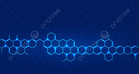 Blue Technology Background With Hexagonal Glowing Pattern Glowing