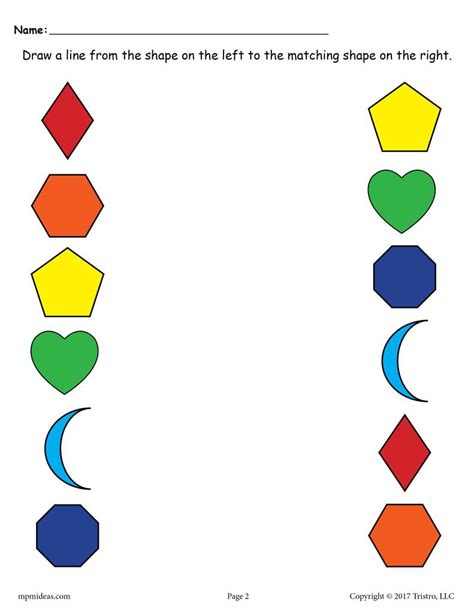 They are great for packing in a bag to use in the waiting room or in the car. 6 FREE Shapes Matching Worksheets for Preschool & Toddlers ...