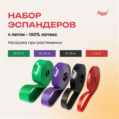 Резинки для фитнеса, набор; эспандер ленточный 6-57 кг; резинки для ...