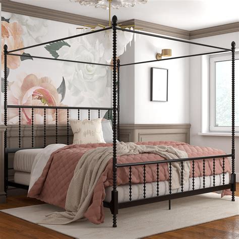 Dhp Anika Metal Canopy Bed King Size Frame Bedroom Furniture Black