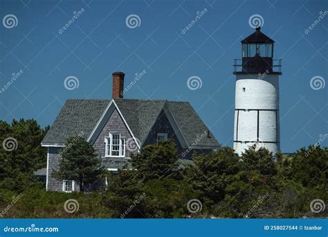 Sandy Neck Lighthouse Atlantic Ocean Cape Cod Barnstable Houses Stock