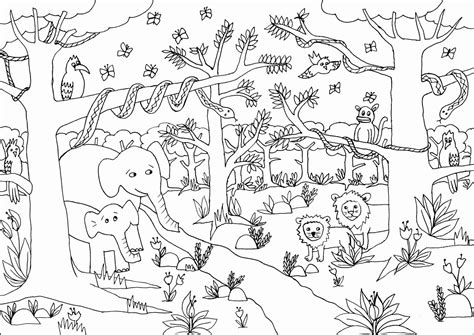 Safari Animals Coloring Pages For Kids Cartoon Scene Rhinoceros