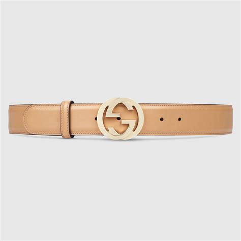 Gucci Women Leather Belt With Interlocking G 370543ap00g2754