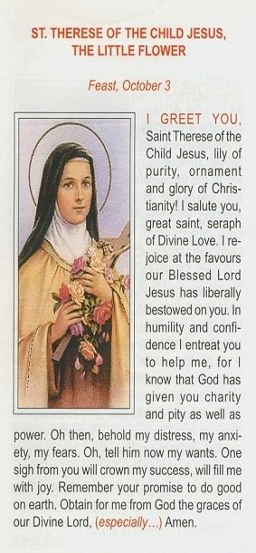 Novenas Sainte Therese Of The Child Jesus The Little Flower