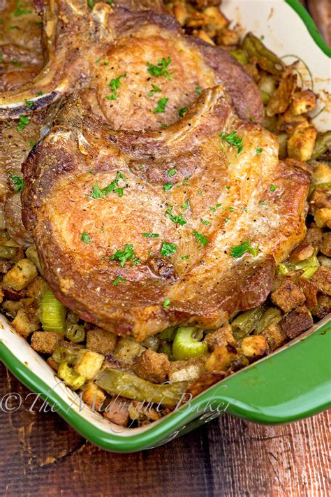 Roasted Pork Chops With Savoury Stuffing The Midnight Baker
