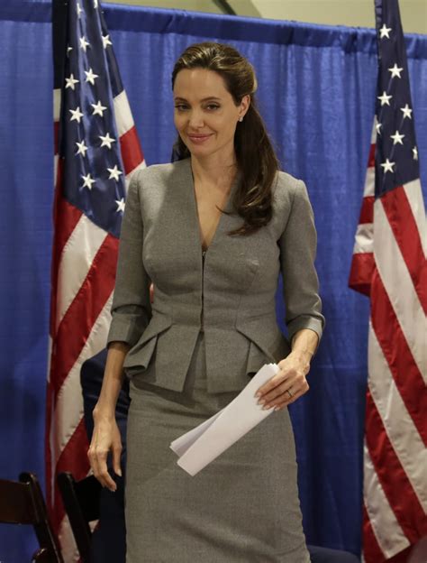 Angelina Jolie Gray Suit World Refugee Day June 2016 Popsugar Fashion