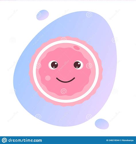 Oocyte With Eyes And A Smiling Mouth On A Gradient Abstract Background