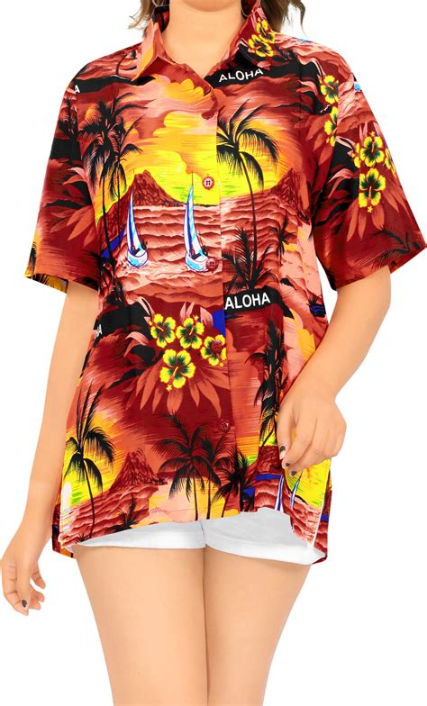 Happy Bay Top Women S To Xxl Hawaiian Shirt Beach Blouses Casual Aloha Holiday Boyfriend