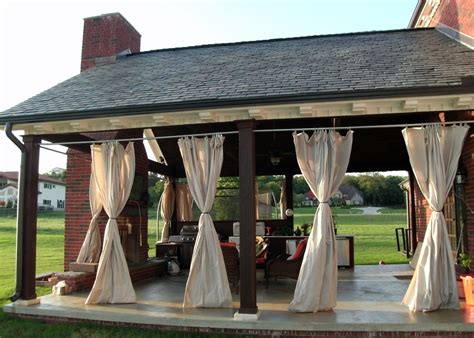 Canvas exterior accents can be both decorative and useful. Outdoor patio porch curtains. We made these out of ...