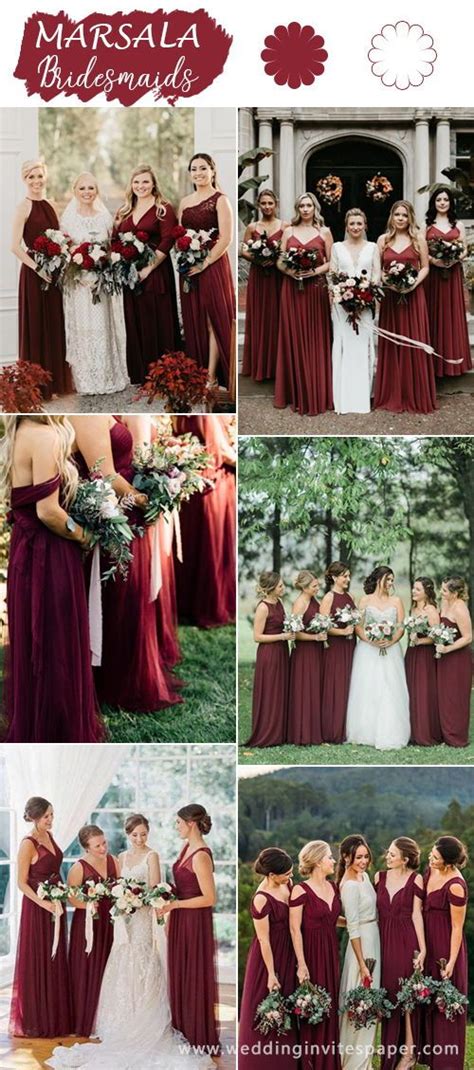 Elegant Marsala Bridesmaid Dresses Fall Wedding Colors Bridesmaid