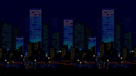 Wallpaper City Cityscape Night Pixel Art Urban Skyline