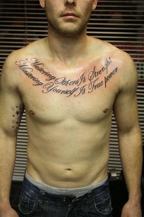 script chest tattoo