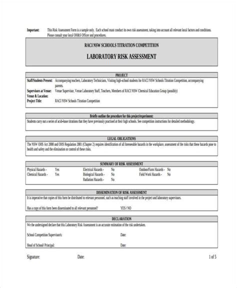 Free 35 Risk Assessment Form Samples In Pdf Ms Word