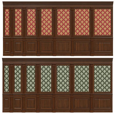 Wood Panels With Wallpaper 04 3d Model Cgtrader