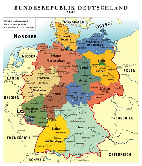 Large Detailed Administrative Map Of Germany Germany Europe