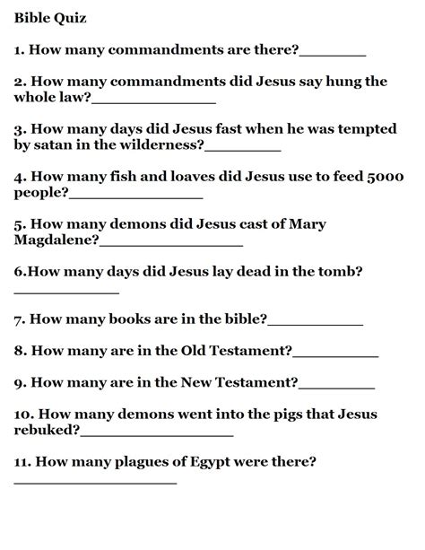 Printable Bible Quizzes Free Printable Bible Trivia Questions And