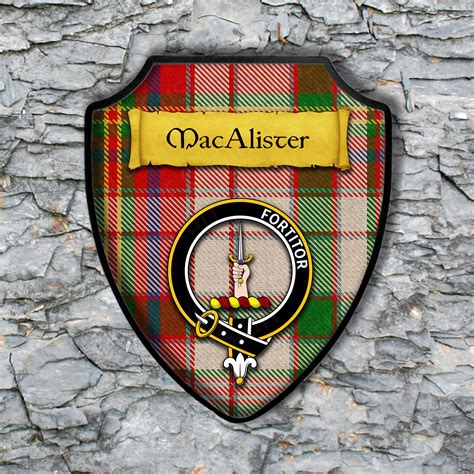 Macalister Shield Plaque With Scottish Clan Coat Of Arms Badge On Clan