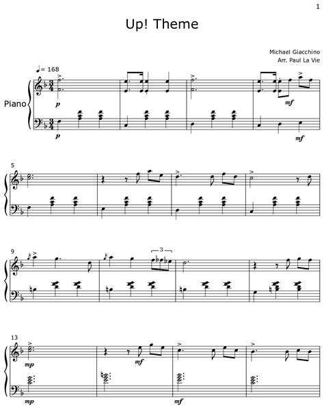 Up Theme Sheet Music For Piano