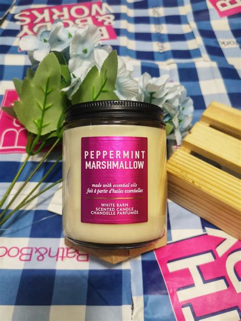 On Hand 100 Authentic Peppermint Marshmallow Bbw Bath And Body Works Single Wick Candle Scented