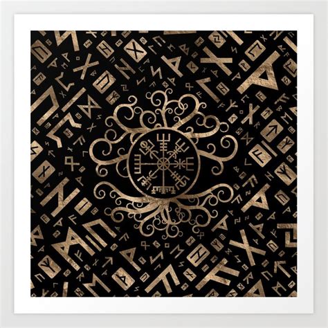 Vegvisir Tree Of Life Yggdrasil And Runes Art Print By Creativemotions