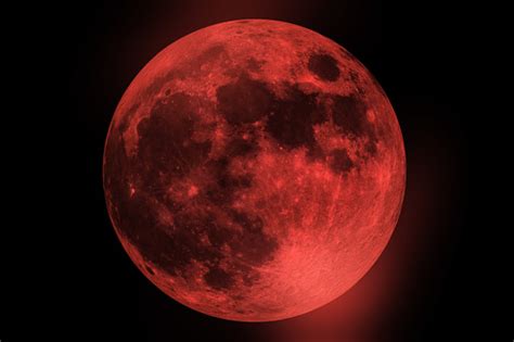 Blood Moon Full Lunar Eclipse In The Night Sky Stock Photo Download