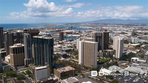Overflightstock™ Over Downtown Honolulu Hawaii Aerial Stock Footage