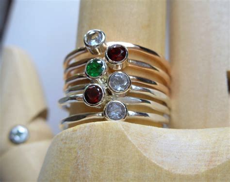 Choose Your Gemstones Set Of 3 Stacking Rings Sterling Silver