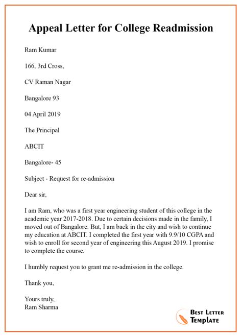 College Admission Letter Sample For Your Needs Letter Template Collection