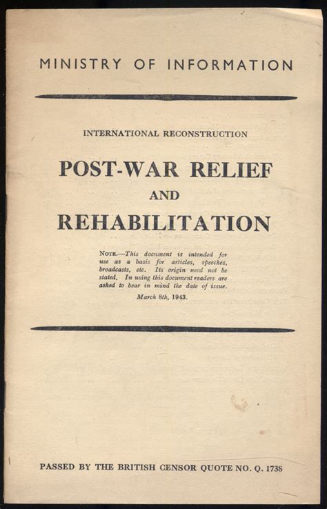 International Reconstruction Post War Relief And Rehabilitation Near