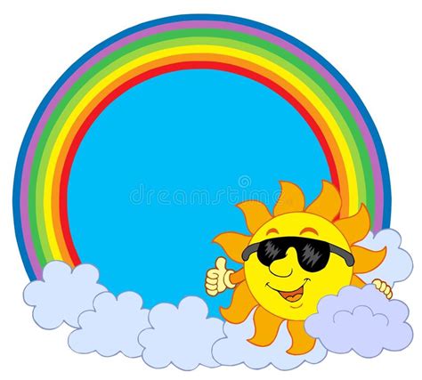 Sun With Cloud In Rainbow Circle Stock Vector Illustration Of Artwork