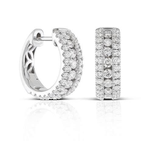 Triple Row Diamond Huggie Hoop Earrings K Ben Bridge Jeweler