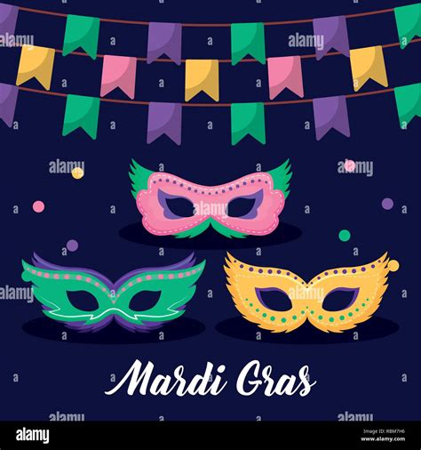 Mardi Gras Card With Masks Vector Illustration Design Stock Vector Image And Art Alamy