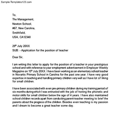 Don't forget to scrutinize the matching resume for this high school teacher cover letter sample to examine how we formatted and wrote about her student teaching experience and accomplishments. Application Letter for Teaching Position - Sample ...