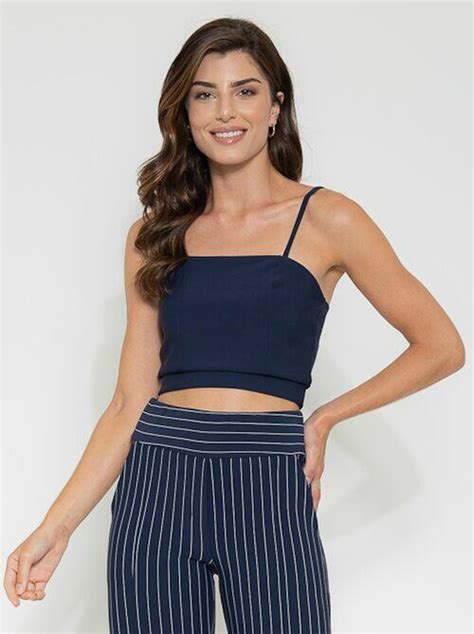 Comprar Cropped Top Básico Azul Marinho A Partir De R15510 Bonequim